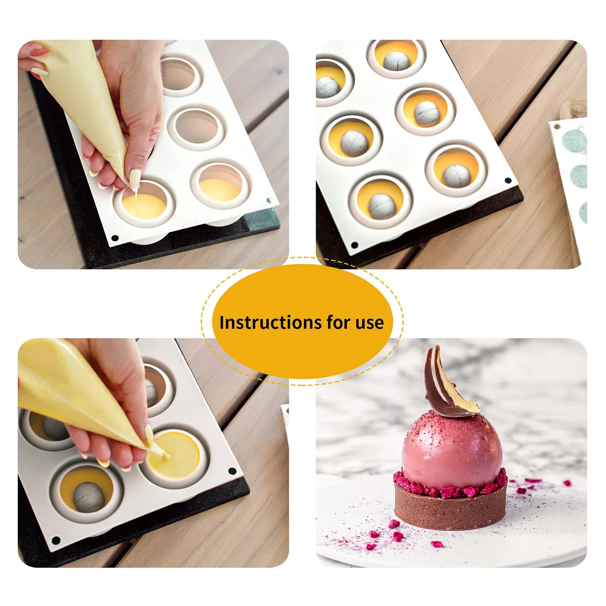 MARUKO Stampi in Silicone Sfera 3D Stampi Sferici, Stampo per Cioccolato Dessert Stampo da Forno per Preparare Bombe al Cioccolato Caldo, Torta, Gelatina,Mousse a Cupola