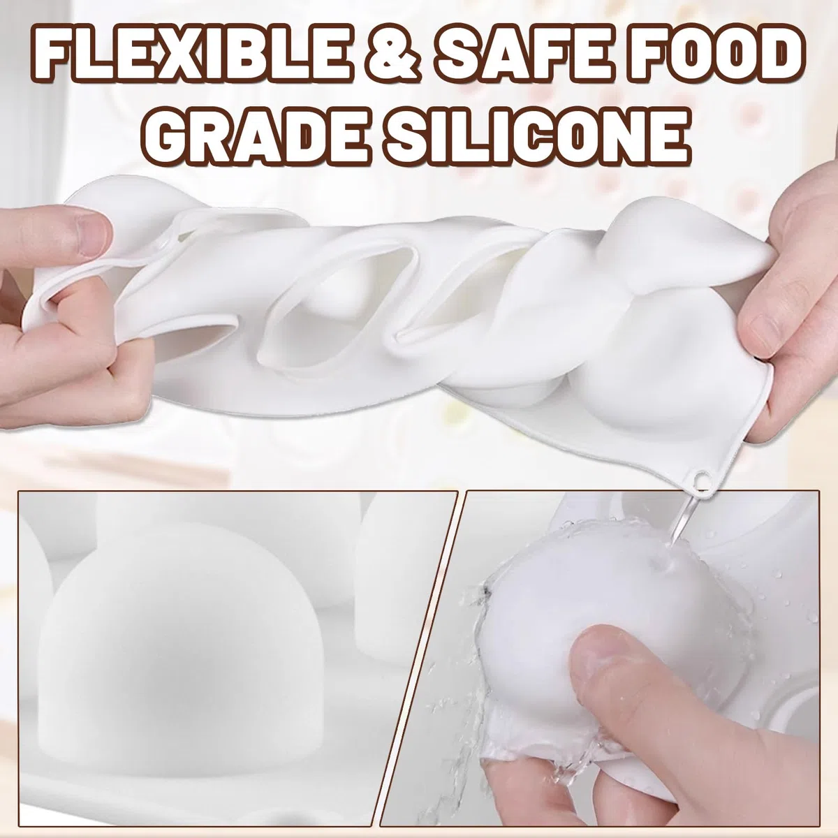 Stampo in Silicone da 2 Pezzi Forma di Sfera Palla Dome per Cioccolato - 15 Cavità Anti-aderente Riutilizzabile Stampi in Silicone per Caramelle Cioccolatini Praline Decorazione di Torte