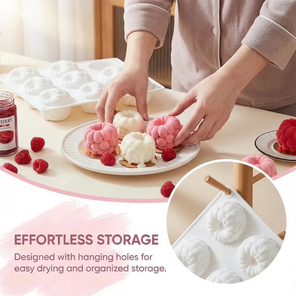 Stampo In Silicone Per Lamponi 2 Pezzi,6 Cavità Stampi Lampone Per Dessert,Stampi Da Forno In Silicone 3D Per Lamponi, Alimentari, Simulazione Di Frutta, Riutilizzabili, Per Torte, Cioccolato