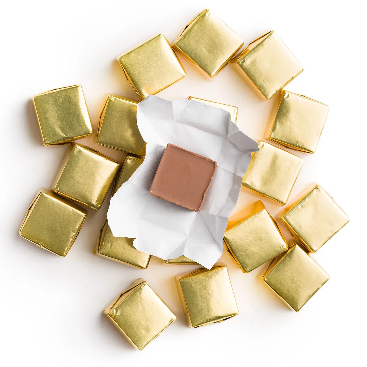 Foglio di alluminio dorato per imballaggi al cioccolato, 20 x 20 cm, 100 pezzi per alimenti, adatti per confezioni regalo e progetti fai da te per feste e feste