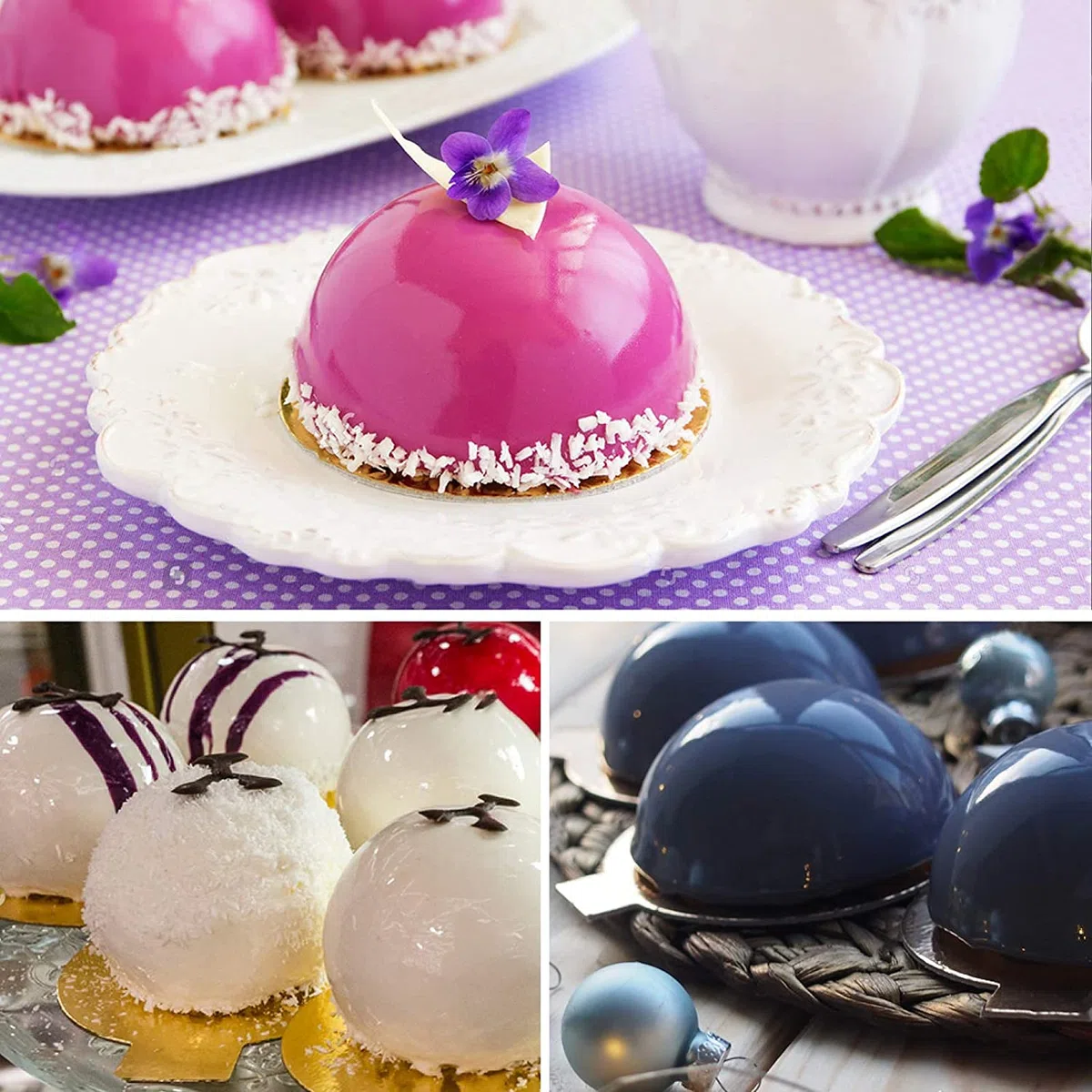 MARUKO Stampi in Silicone Sfera 3D Stampi Sferici, Stampo per Cioccolato Dessert Stampo da Forno per Preparare Bombe al Cioccolato Caldo, Torta, Gelatina,Mousse a Cupola