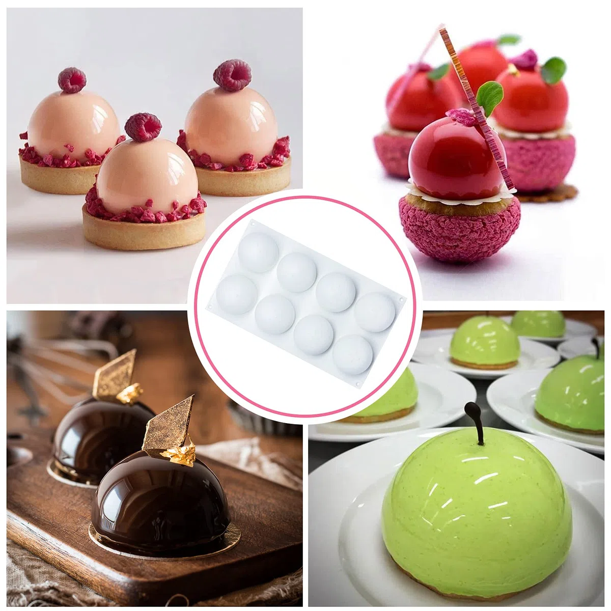 MARUKO Stampi in Silicone Sfera 3D Stampi Sferici, Stampo per Cioccolato Dessert Stampo da Forno per Preparare Bombe al Cioccolato Caldo, Torta, Gelatina,Mousse a Cupola