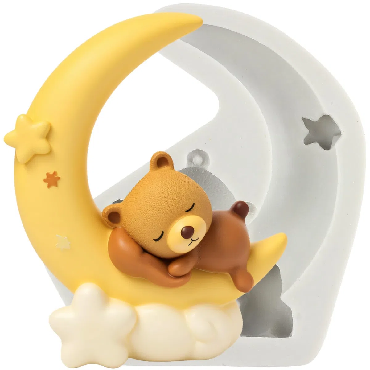 Stampo in silicone a forma di orsetto addormentato, stampo per cioccolato, luna, stella, nuvola, caramelle, decorazione per torte di zucchero, topper per pasta di gomma, argilla polimerica