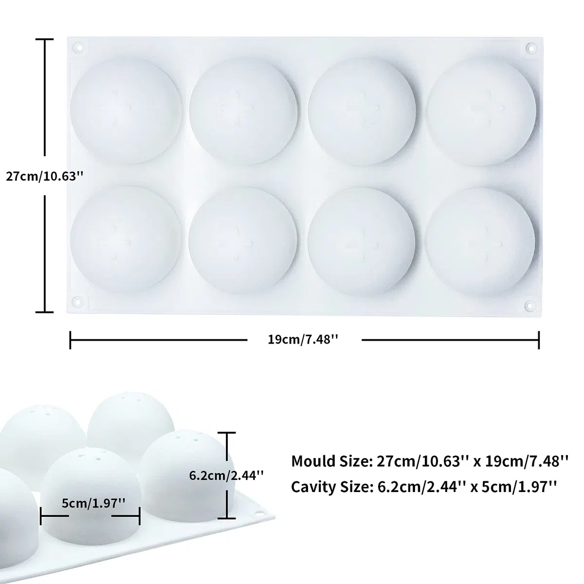 MARUKO Stampi in Silicone Sfera 3D Stampi Sferici, Stampo per Cioccolato Dessert Stampo da Forno per Preparare Bombe al Cioccolato Caldo, Torta, Gelatina,Mousse a Cupola