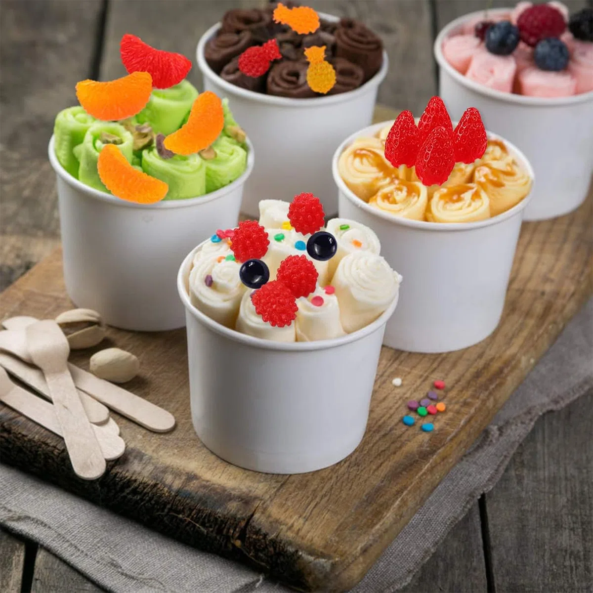 7 pezzi stampi per la produzione di candele a forma di frutta, stampi per gelatine a forma di frutta, stampo per sfere di ghiaccio 3D a forma di frutta, stampo in silicone, stampo per cioccolato