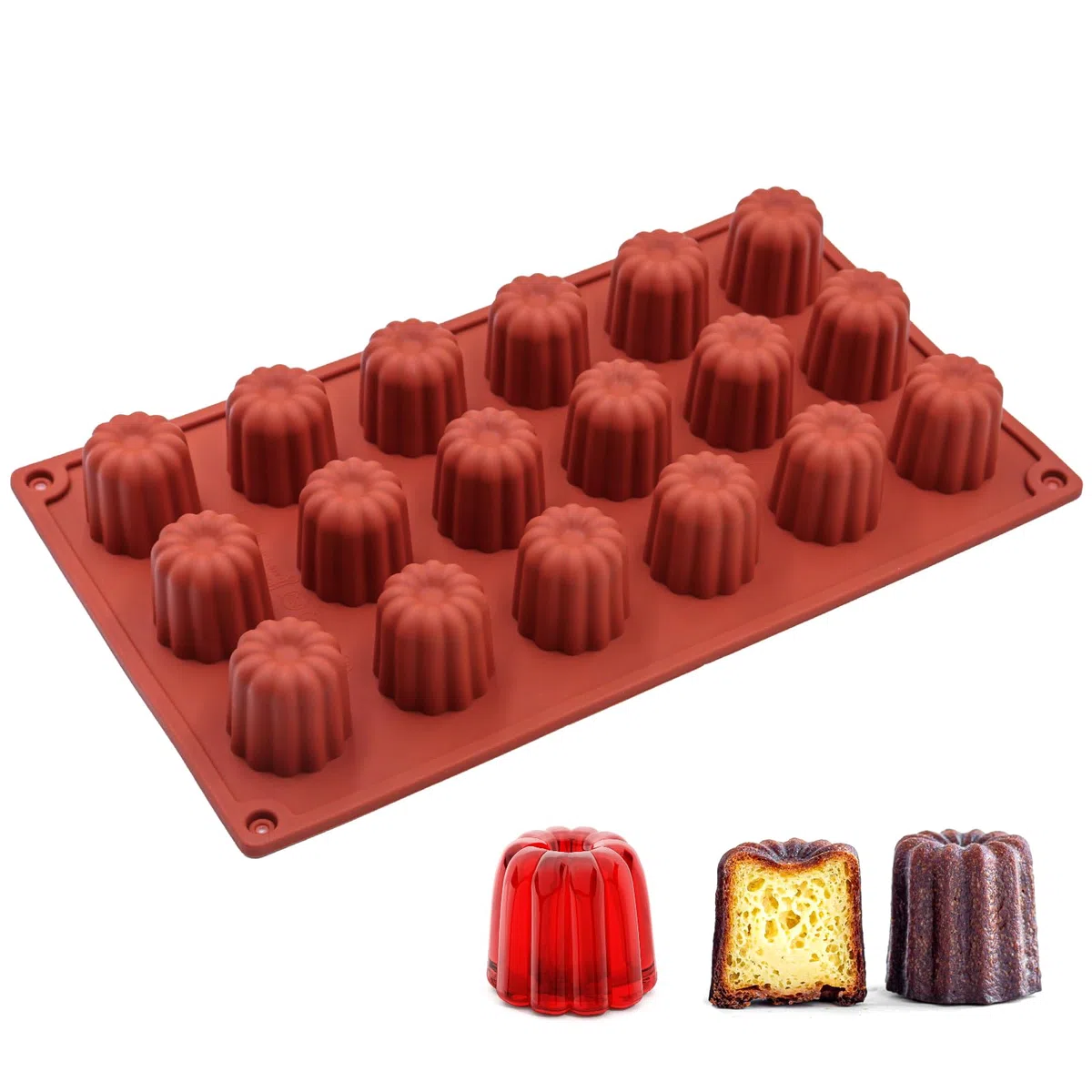 Stampo in silicone per 18 mini cannelé, forma antiaderente per cannelés, cavità Ø 3,5 mm per cioccolato, gelatina, pudding, mousse