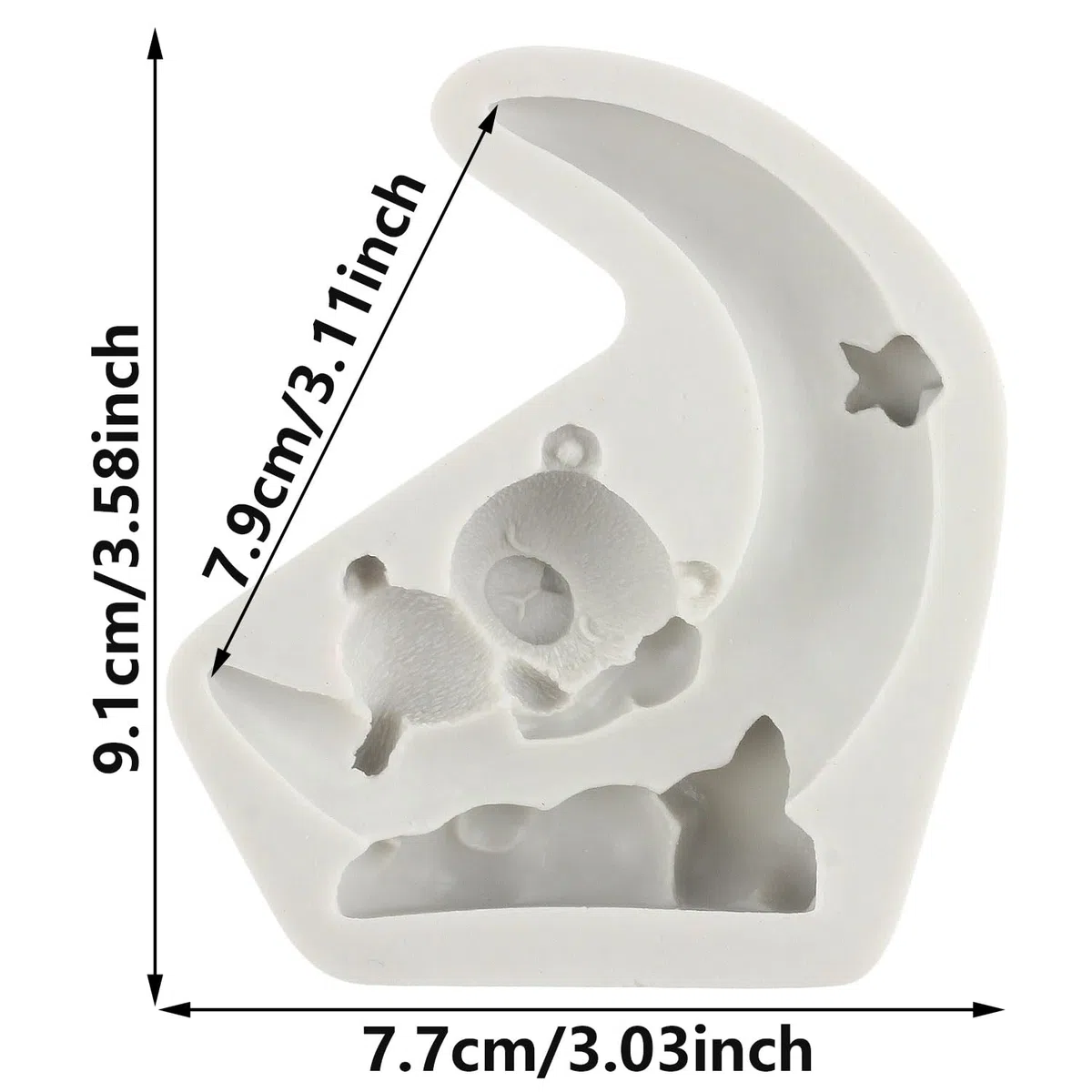 Stampo in silicone a forma di orsetto addormentato, stampo per cioccolato, luna, stella, nuvola, caramelle, decorazione per torte di zucchero, topper per pasta di gomma, argilla polimerica